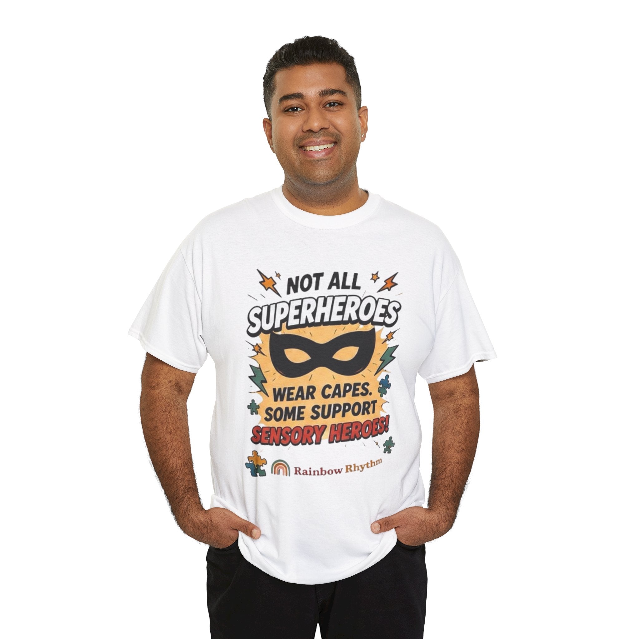 Sensory Heroes Autism Support Tee — "Not All Superheroes Wear Capes"