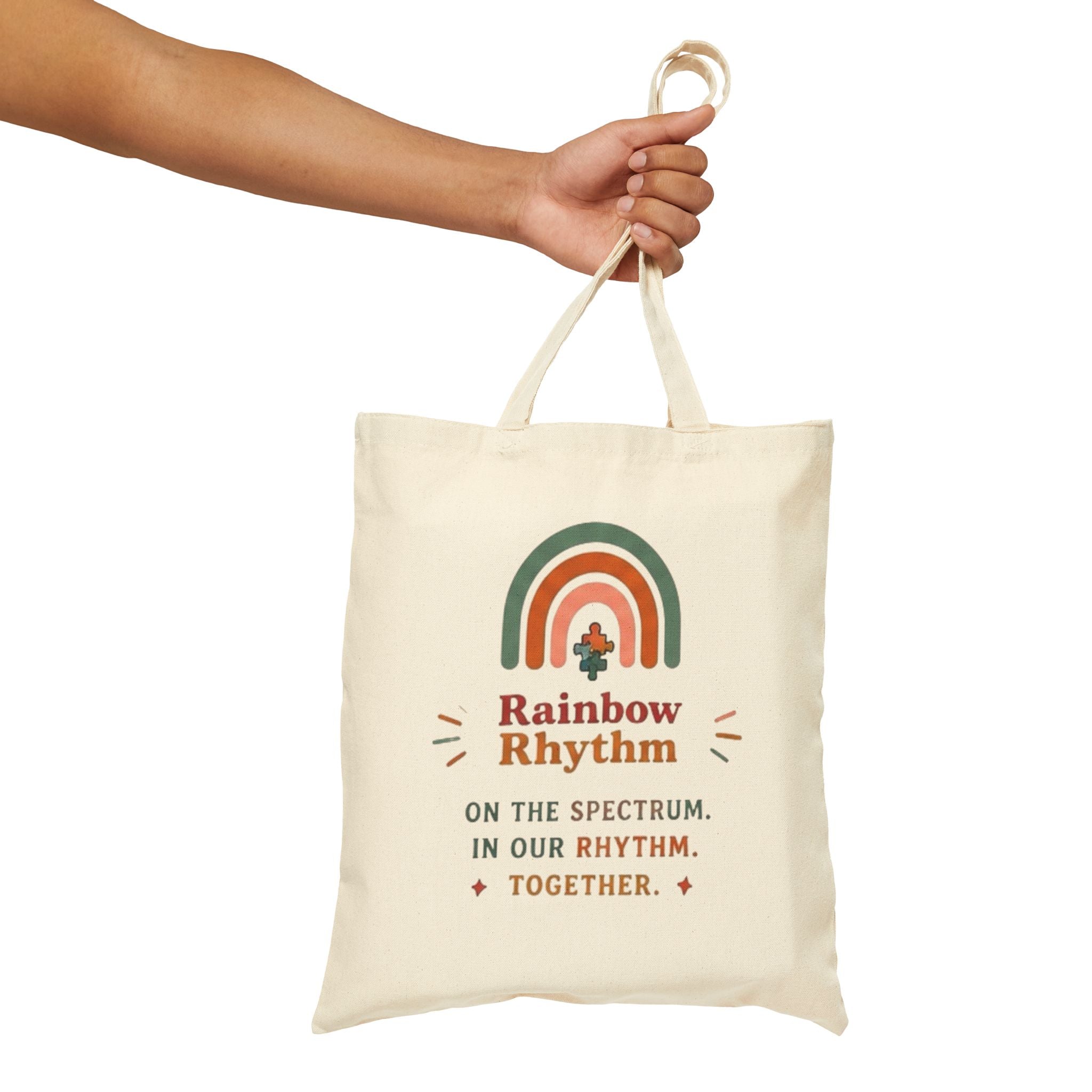 "In Our Rhythm Together" Cotton Canvas Tote Bag — Musical Unity Market Tote