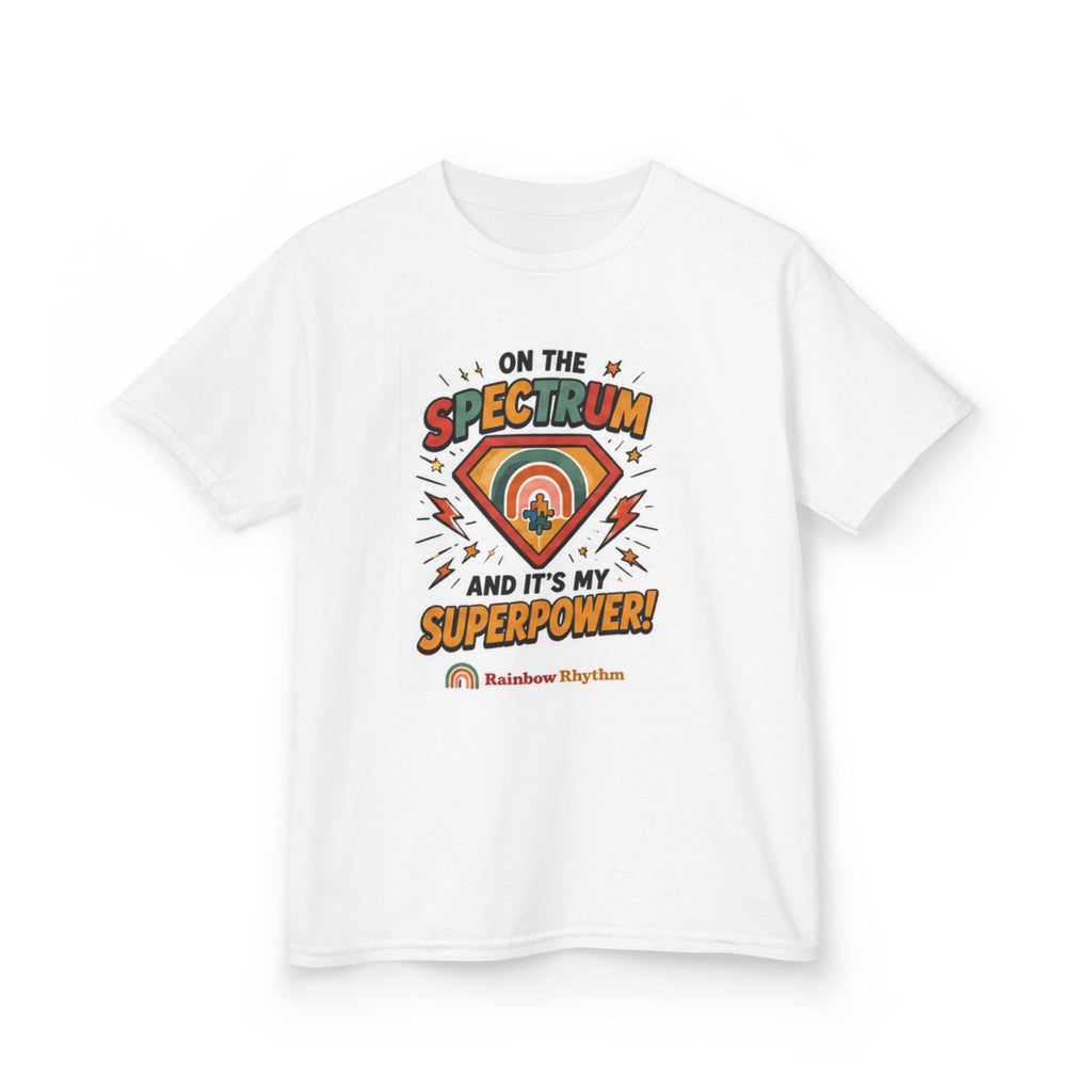 Kids Tee — "On the Spectrum and It's My Superpower" Rainbow Autism Pride Shirt