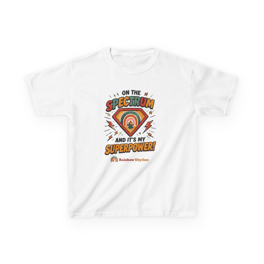 Kids Tee — "On the Spectrum and It's My Superpower" Rainbow Autism Pride Shirt
