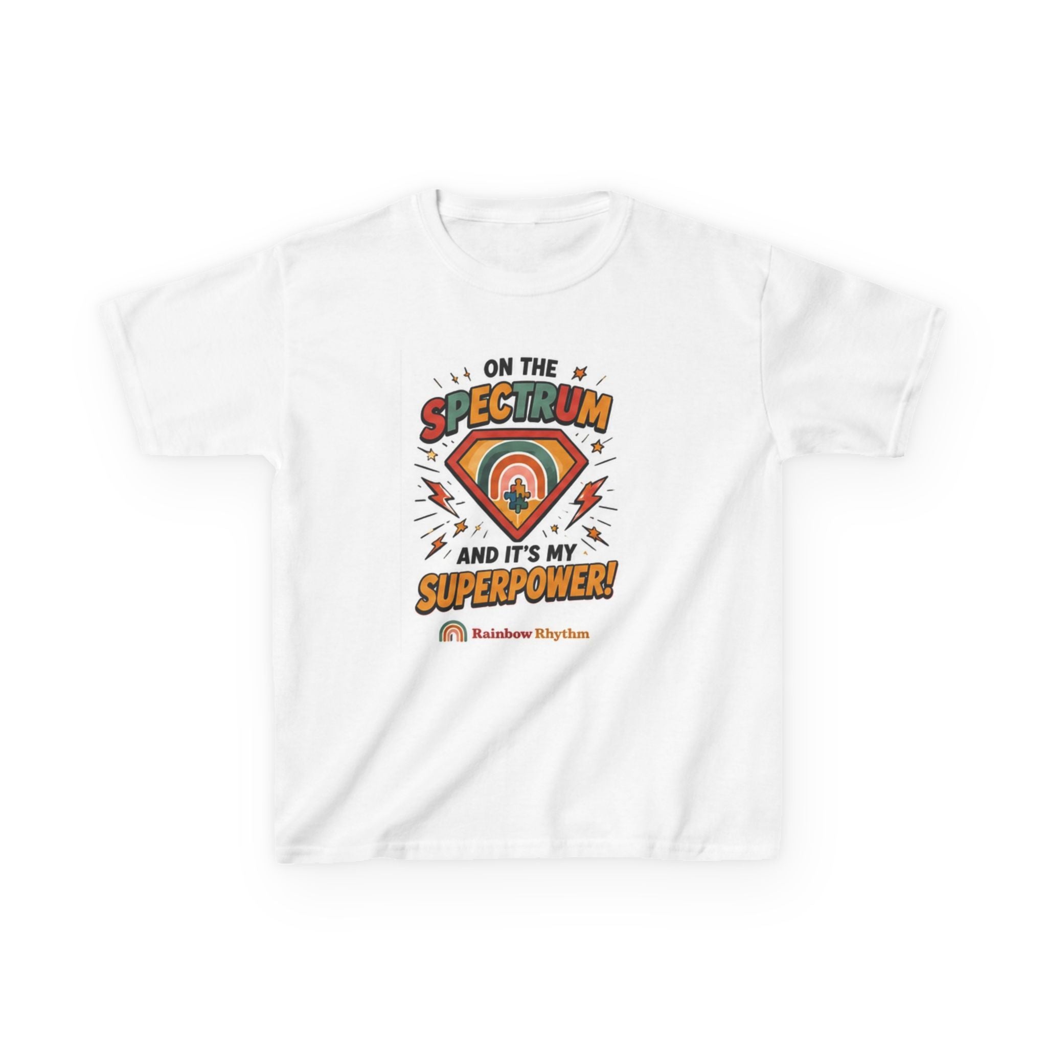 Kids Tee — "On the Spectrum and It's My Superpower" Rainbow Autism Pride Shirt